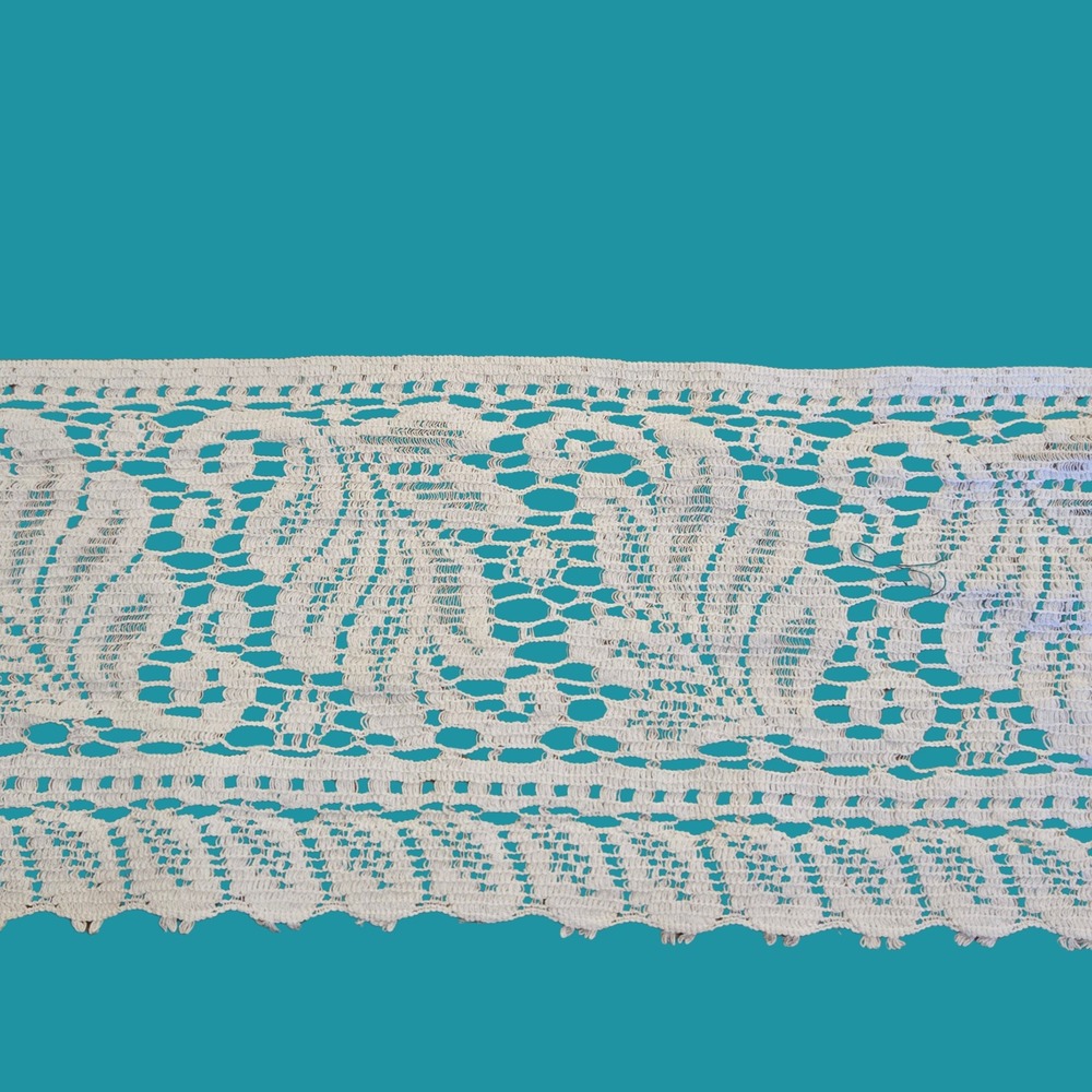 Vintage White Floral Crochet Lace Trim Scalloped Edge Wide Ribbon 4.5 Inch Width